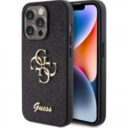 Maska Guess Hc Fixed Glitter 4G Big Metal Logo za iPhone 15 Pro Max 6.7 crna (GUHCP15XHG4SGK)
