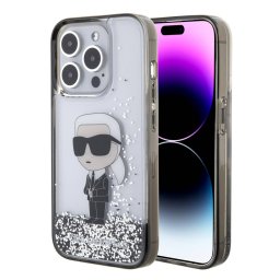 Maska Karl Lagerfeld Liquid Glitter Ikonik za iPhone 15 Pro Max 6.7 transparent (KLHCP15XLKKNSK)