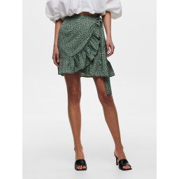 Green polka dot short wrap skirt with ruffle ONLY Olivia