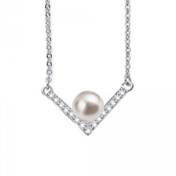 Ženski oliver weber point pearl crystal lančić sa belim swarovski perla priveskom ( 12160 )