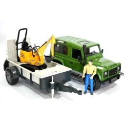 Bruder Džip land rover sa prikolicom, JCB mini i figurom 025939