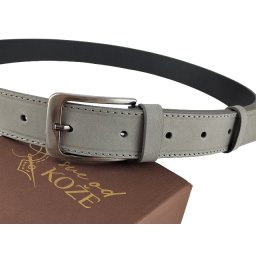 Sivi muški kožni kaiš za farmerice i pantalone