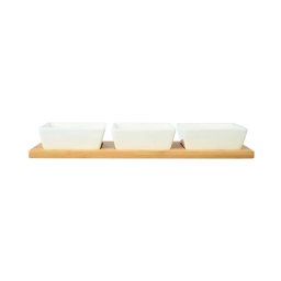 ESTIA ES01-20231 PORCELANSKI SET 3 POSUDE NA DASCI OD BAMBUSA