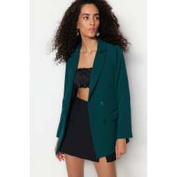 Trendyol Petrol Regular Lined Button Detailed Woven Blazer Jacket