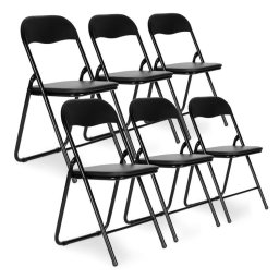 SET OD 6 SKLOPIVIH STOLICA BLACK ECO-LEATHER