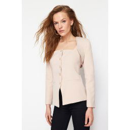 Trendyol Beige Bolero Detailed Woven Blazer Jacket