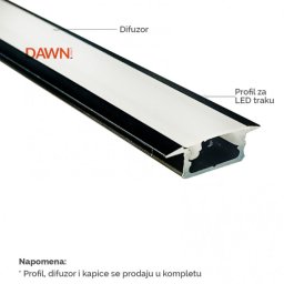 DAWN LED PROFIL LL-ALP001-R KOMPLET CRNI