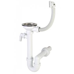 Sifon za sudoperu STYRON sa piletom Ø114mm prelivom i prikljuckom za vm. Ø40