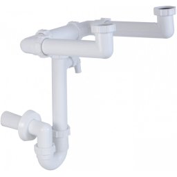 Sifon za dvodelnu sudoperu STYRON skriveni sa priključkom za vm. 6/4xØ40