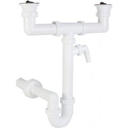 Sifon za dvodelnu sudoperu STYRON sa piletom Ø70 priključkom za vm. 6/4xØ40
