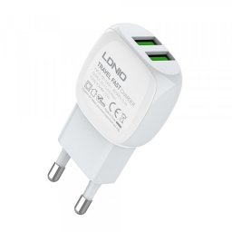 Kucni punjac LDNIO A2218 2xUSB 2.4A Type-C beli