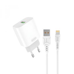 DENMEN DC07L Punjač za mobilne 18W 3,6A Fast + Lightning kabl bela