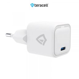 Kucni punjac Teracell Evolution TC-14GP, GaN, PD 3.0, 20W sa PD iPhone lightning kablom beli 1.2m