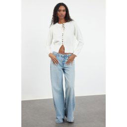 Trendyol Ecru Basic Buttoned Jacket Look Knitwear Cardigan