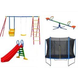 Dečiji komplet za dvorište ( Playground 3 ) Trambolina + Ljuljaška + Tobogan + Klackalica