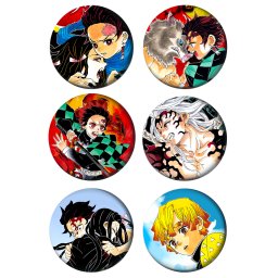 Ubica demona Paket set bedževi 37mm anime Demon Slayer Kimetsu no Yaiba (6 kom)
