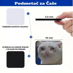 Podmetač za čaše mem Tužna mačka