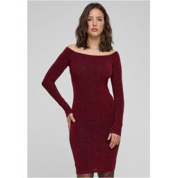 Women's glittering dress with long sleeves burgundy