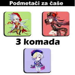 Podmetači za čaše anime Genshin Impact (3 kom)