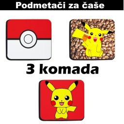 Podmetači za čaše anime Pokemon (3 kom)