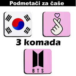 Podmetači za čaše BTS + Коrеја (3 kom)