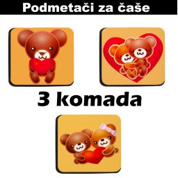 Podmetači za čaše Zaljubljeni medvedići (3 kom)
