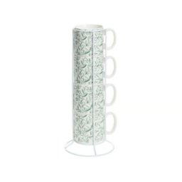 Secret de gourmet 4 šolje na stalku floral 24cl zelena keramika 12,8 x12 x32,2 ( 154549 )