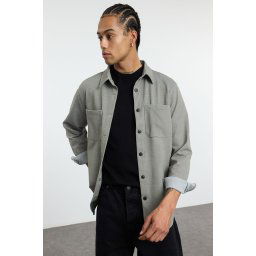 Trendyol Khaki Regular Fit Knitted Comfortable Winter Textured Jacket Shirt