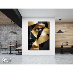 Moderne slike na platnu Portret devojka u zlatno crnoj boji ms154