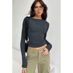 Madmext Smoky Crew Neck Basic Long Sleeve Body