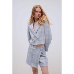 DEFACTO Jacket Collar Buttoned Tweed Short Blazer Jacket