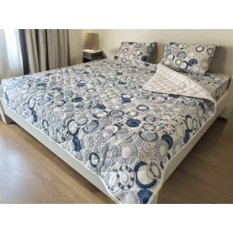 Viktorija set frotir/pamuk prekrivač Blue Circle 140x200cm ( VLK000280-bluecircles )
