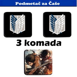 Podmetač za čaše anime Napad Titana (Attack on Titan) 3 kom