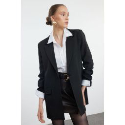Trendyol Black Oversized Lined Woven Blazer Jacket