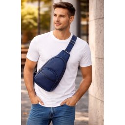 Plava kožna torbica preko grudi - Crossbody plava