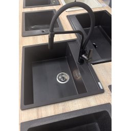 Komplet Set Sandonna Selena Granitna Sudopera sa Andra Total Black Slavinom, Sifon i Besplatna Dostava