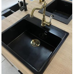 Granitna sudopera Ulgran ultra crne boje sa retro slavinom – SET