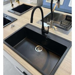 SET Granitna sudopera sa ogromnim koritom i Flexy slavinom – boja crna mat