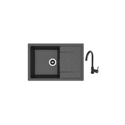 Granitna sudopera Techno 760 boja crna + lučna slavina SET