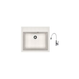 Granitna sudopera Nika 570 u beloj boji i Flexy slavina SET
