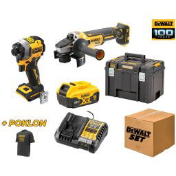 DeWALT 100 years DWSET2, set dva aku alata DCG405N + DCF850N + TSTAK duboki kofer, 1x 5.0Ah, 18V + poklon majica