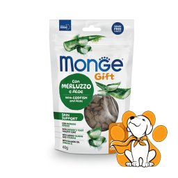 Monge Filled And Crunchy Skin Support Poslastice Za Mačke 60g, Bakalar sa Alojom