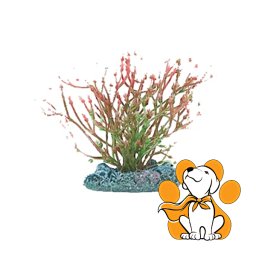 Flamingo Plastično Bilje Za Dno Akvarijuma, Crveno-Zeleno, S - 5cm