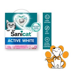 Sanicat Posip Za Mačke Grudvajući Active White, Miris Lotosa, Beli Bentonit 10L