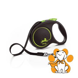Flexi Black Design Povodac Sa Trakom i Regulacijom Za Pse Do 25kg, 5m, Zelena