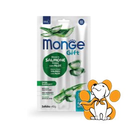 Monge Gift Salmon & Aloe Sticks Skin Support 45g, Poslastica koja hrani kožu psa