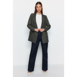 Trendyol Anthracite Lined Double Breasted Woven Blazer Jacket