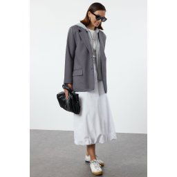 Trendyol Gray Hooded Sweatshirt Detailed Woven Jacket