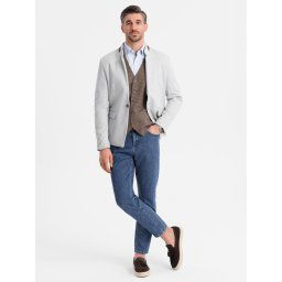 Ombre Men's melange rayon jacket with stand-up collar - grey melange