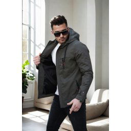 86622 Dewberry Hooded Mens Seasonal Jacket-KHAKI